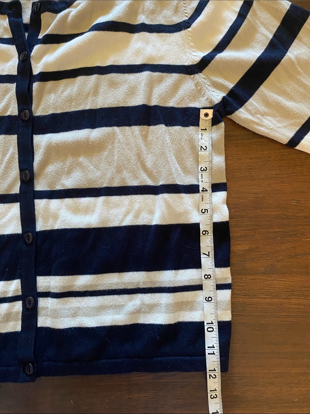 Crewneck Button-Front Striped Sweater - Navy cream and White - Picture 5 of 7